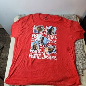 POETIC JUSTICE SNAP BACK RED T SHIRT Graphic‎ 2pac Rap Y2k